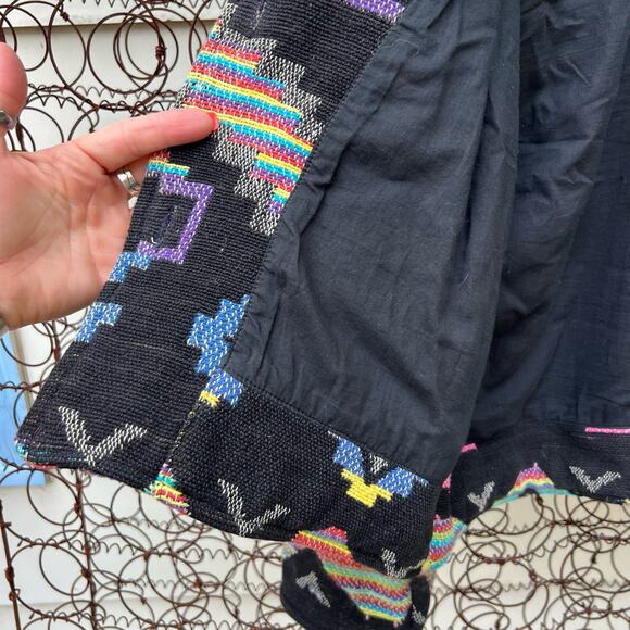 Vintage 90s ITF neon southwestern Aztec stripe woven tapestry jacket - Picture 6 of 9